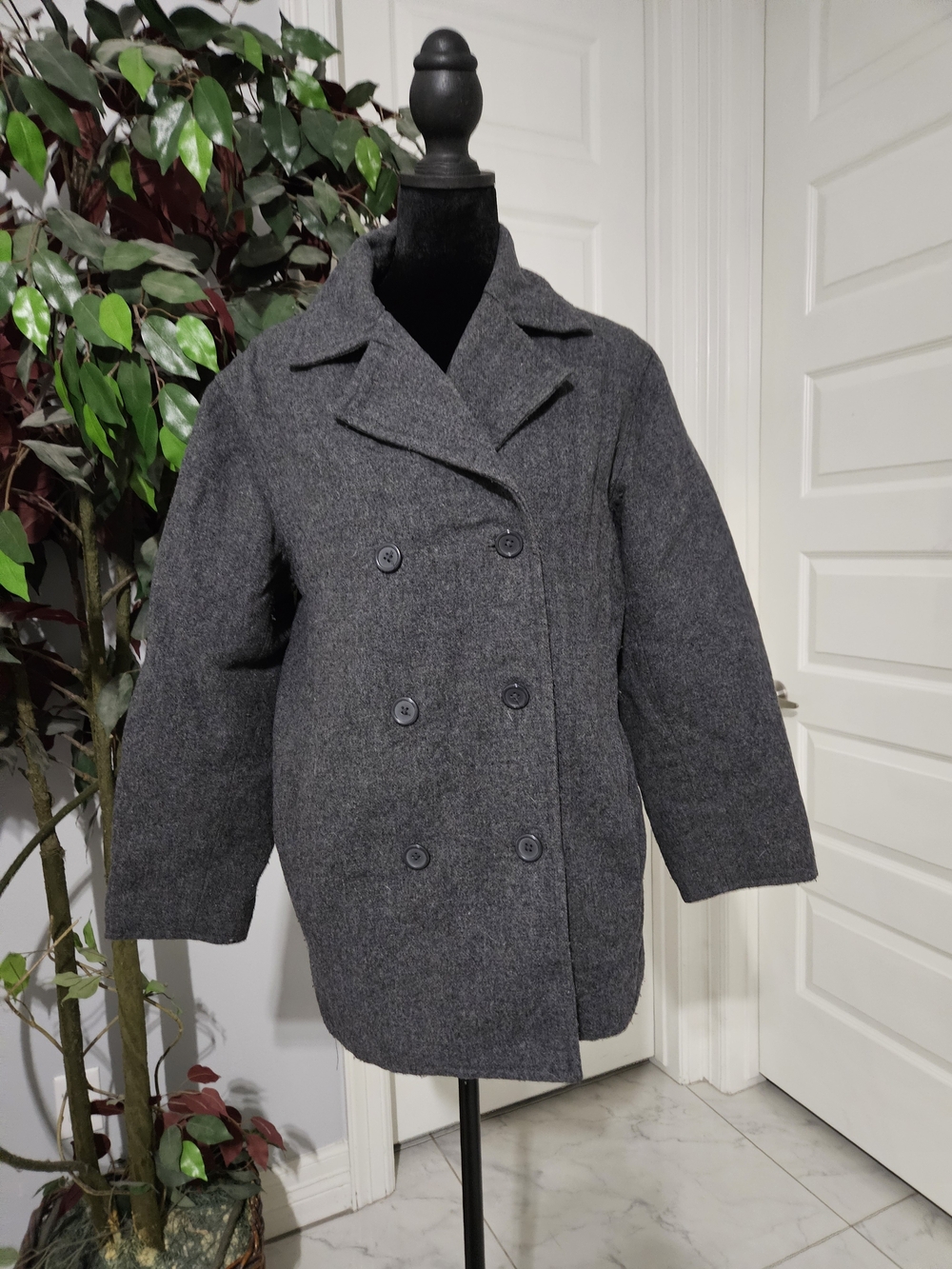 Cherokee Kids Charcoal Gray Double-Breasted Peacoat